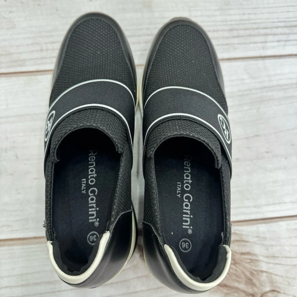 Renato Garini Italy Midnight Moon Black Wedge Slip On Sneakers Size 36/5.5 NEW